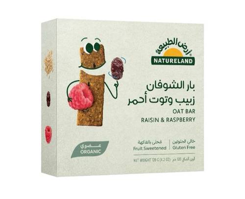 بار شوفان زبيب و توت احمر عضوي (ارض الطبيعة )