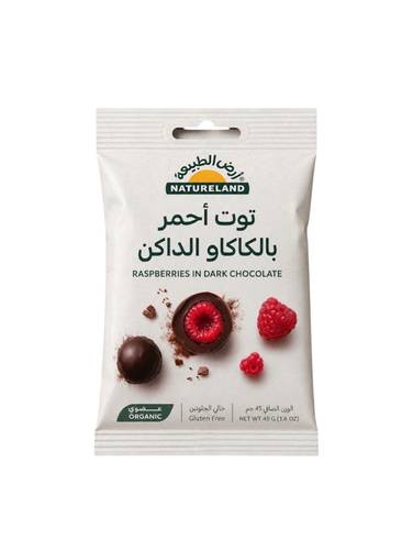 توت أحمر مجفف بالكاكاو الداكن خالي من الجلوتين عضوي ( أرض الطبيعة )