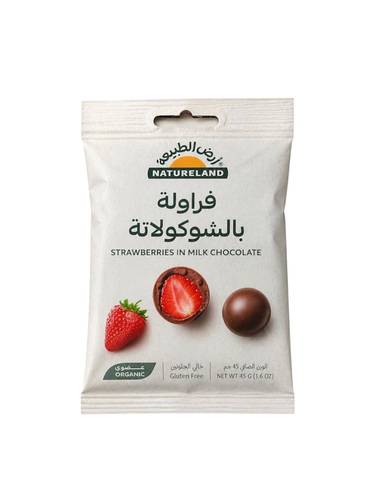 فراولة مجففة بالشوكولاتة خالي من الجلوتين عضوي ( أرض الطبيعة )