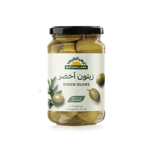 زيتون اخضر بالنوى عضوي ( ارض الطبيعة )