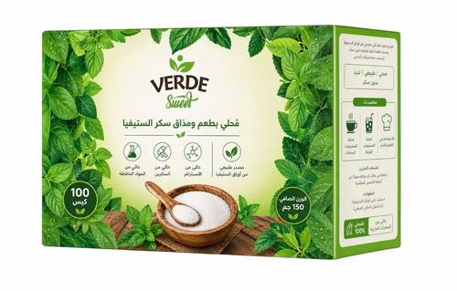 محلي استيفيا 100مغلف – تحلية طبيعية ( فيردي )