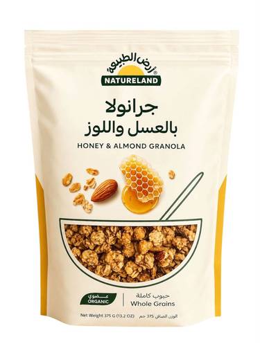 جرانولا بالعسل و اللوز عضوي ( ارض الطبيعة )