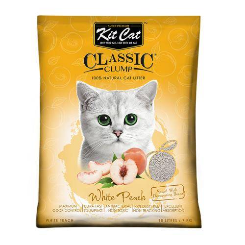 كت كات رمل كلاسيك للقطط برائحة الخوخ 10 لتر