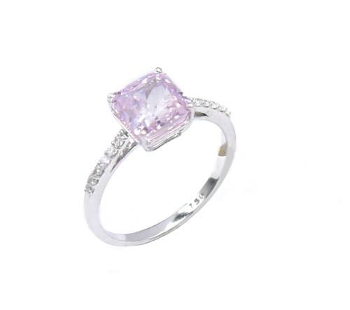 Pink stone and diamond ring