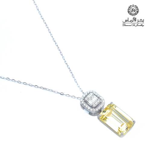 Natural Diamond and Yellow Stone Pendant