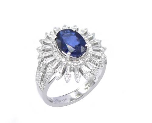 Diamond and sapphire ring