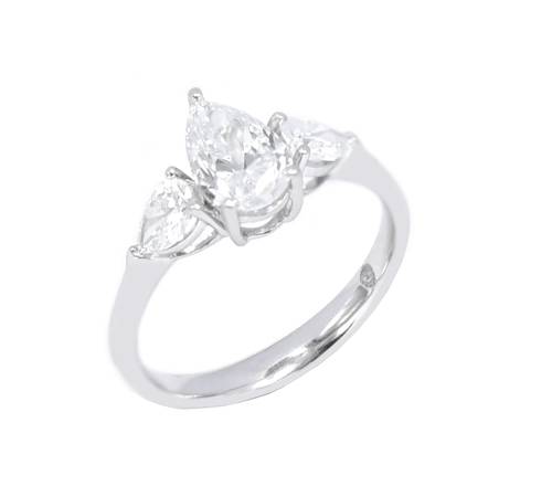 خاتم سولتير ألماس PEAR CUT VS G