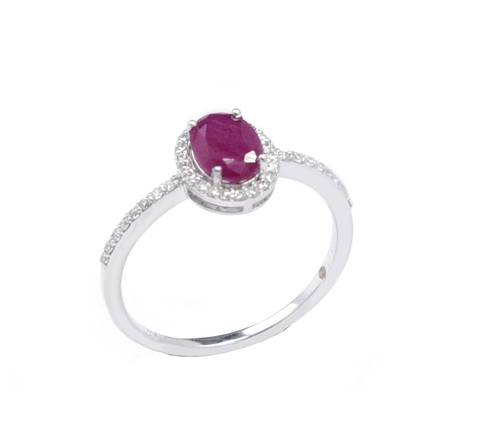 Natural diamond and ruby ​​ring