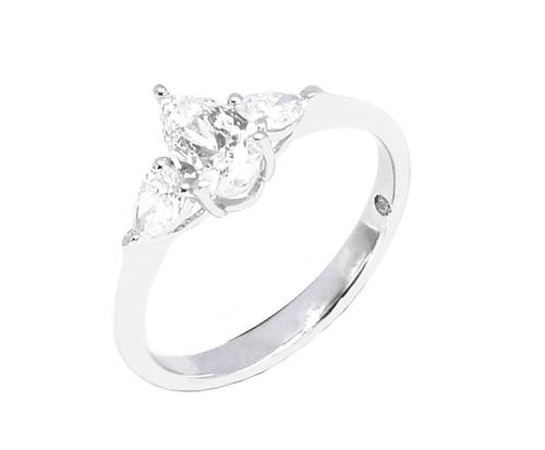 خاتم سولتير ألماس PEAR CUT VVS F