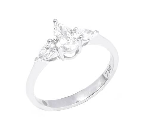 خاتم سولتير ألماس PEAR CUT SI D
