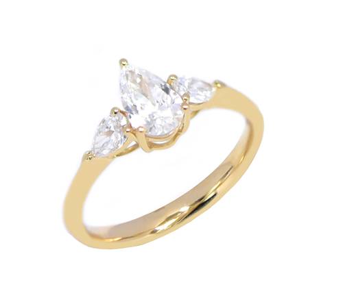 خاتم سولتير ألماس PEAR CUT VS E