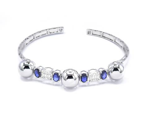 Diamond and synthetic stone bracelet