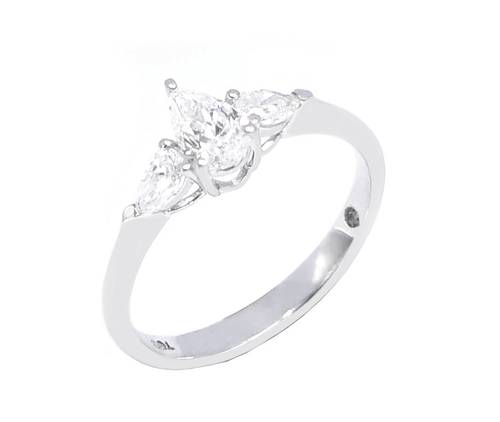 خاتم سولتير ألماس PEAR CUT SI D