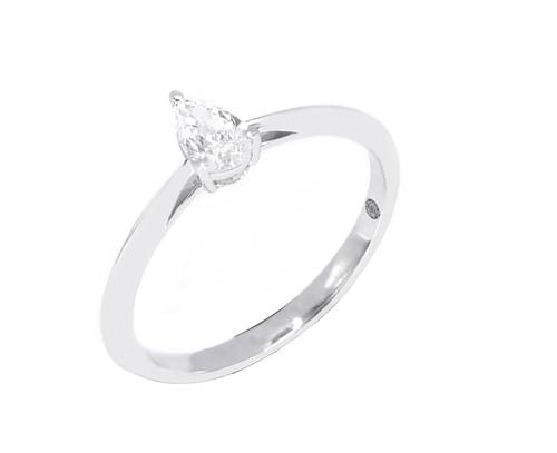 خاتم سولتير ألماس SI E Pear CUT