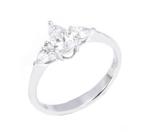 خاتم سولتير ألماس PEAR CUT SI E
