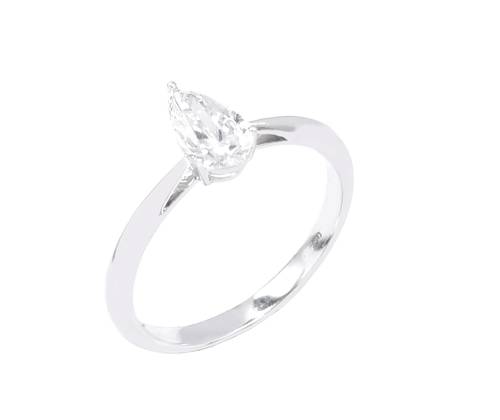 خاتم سولتير ألماس PEAR CUT SI H