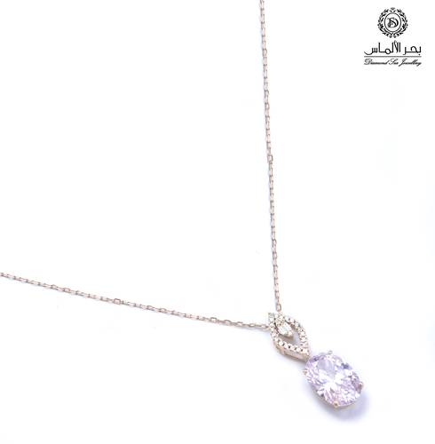 Natural diamond and pink stone necklace