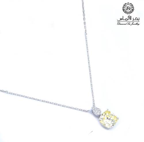 Natural diamond and yellow stone necklace