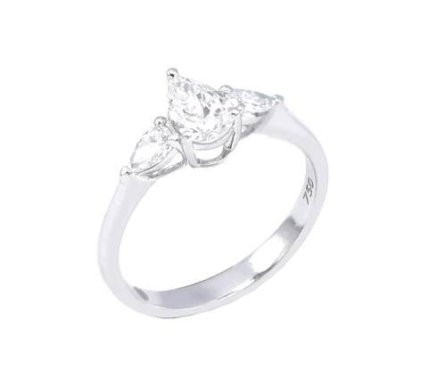 خاتم سولتير ألماس  PEAR CUT SI D