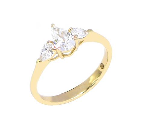 خاتم سولتير ألماس PEAR CUT SI D