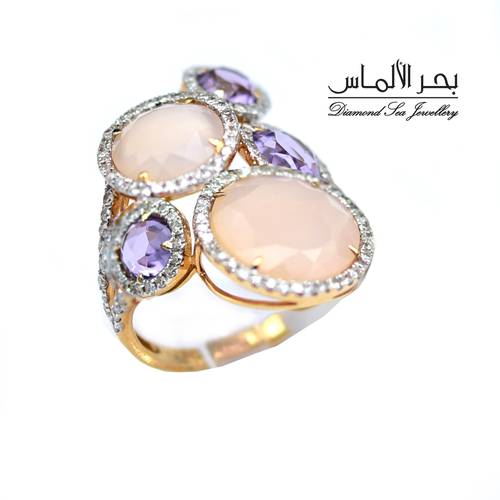 Diamond and natural stones ring