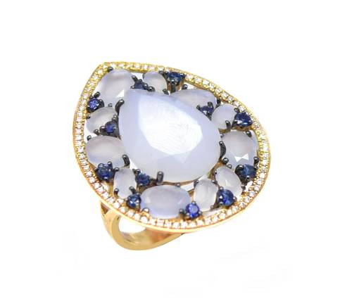 Diamond ring and natural stones