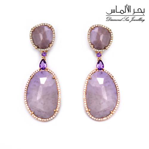 Diamond and natural stones earrings