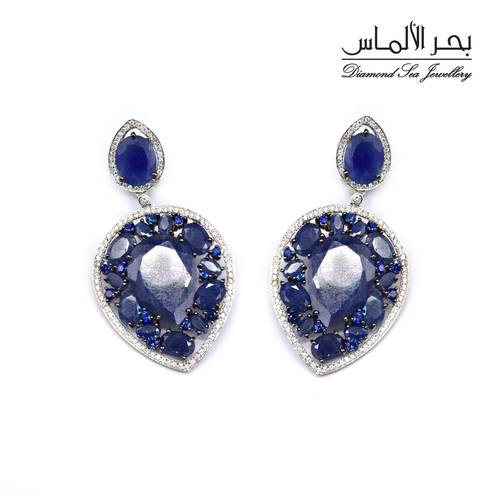 Diamond and natural stones earrings