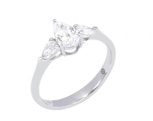 خاتم سولتير ألماس PEAR CUT SI D