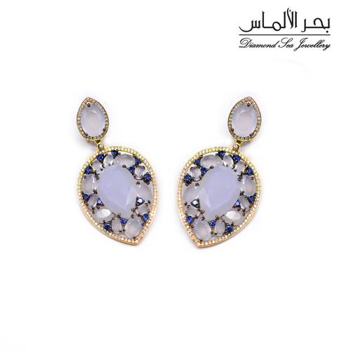 Diamond and natural stones earrings