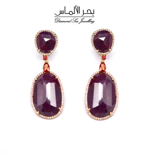 Diamond and natural stones earrings