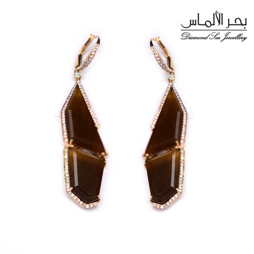 Diamond and natural stone earrings