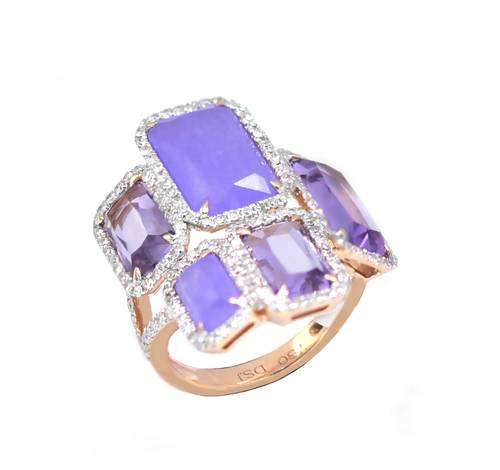 Diamond ring and natural stones