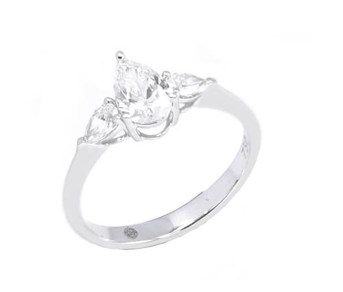 خاتم سولتير ألماس PEAR CUT SI D