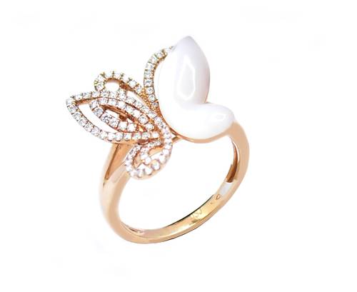 Diamond and mother of pearl ring