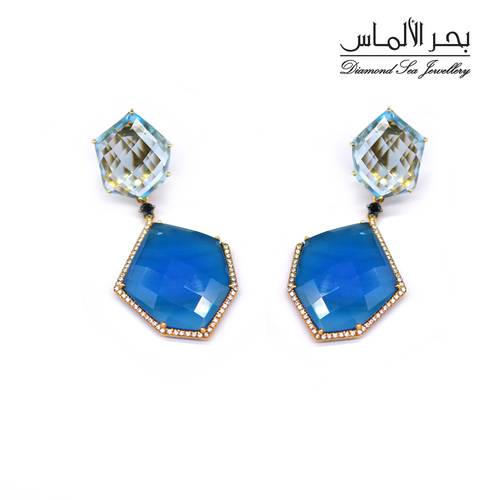 Diamond and natural stones earrings