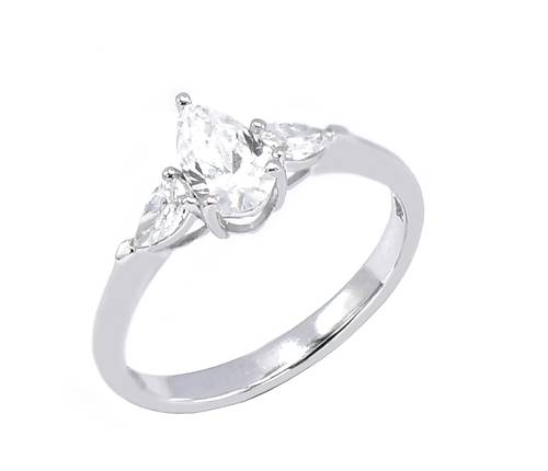 خاتم سولتير ألماس PEAR CUT VVS F