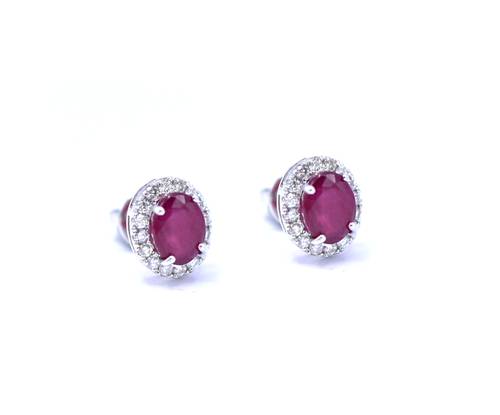 Natural diamond and ruby ​​earrings