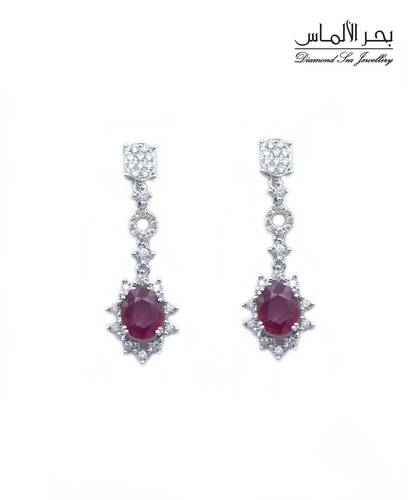 Diamond and ruby ​​earrings