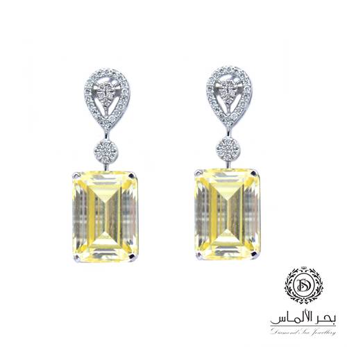 Natural diamond and yellow stone earring