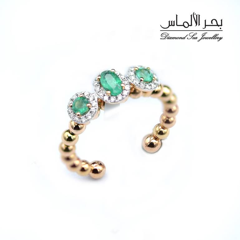 خاتم ألماس وحجر الزمرد 