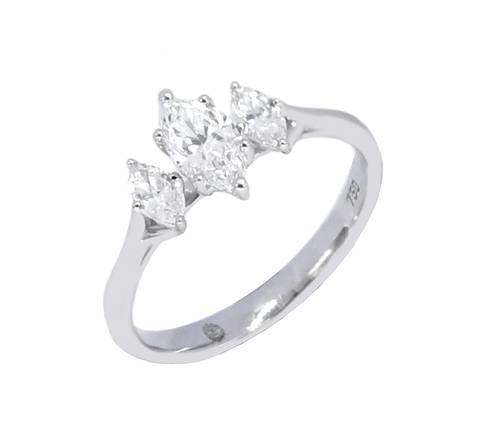 خاتم سولتير ألماس Marquise CUT SI F