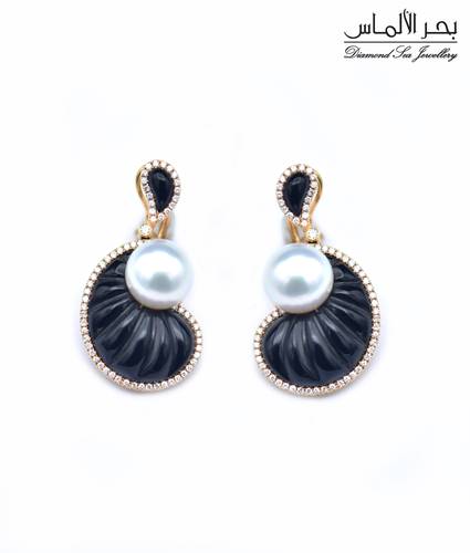 Diamond and onyx earrings