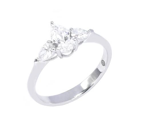 خاتم سولتير ألماس PEAR CUT VVS D