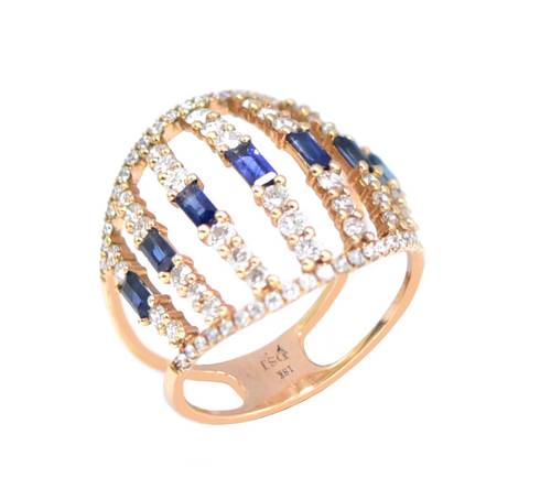 Diamond and sapphire ring