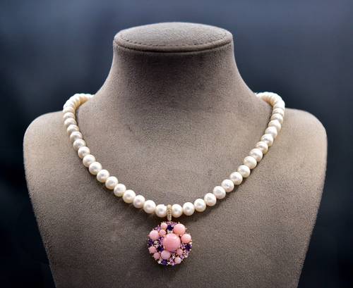 Diamond and natural stones pendant