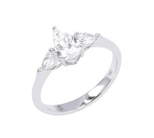 خاتم سولتير ألماس PEAR CUT VVS D