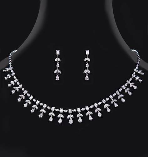 Solitaire Diamond Necklace and Earrings