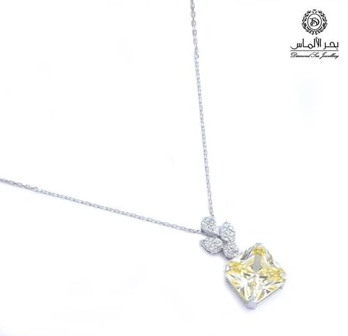 Natural diamond and yellow stone necklace