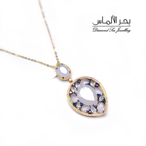 Diamond and natural stones pendant